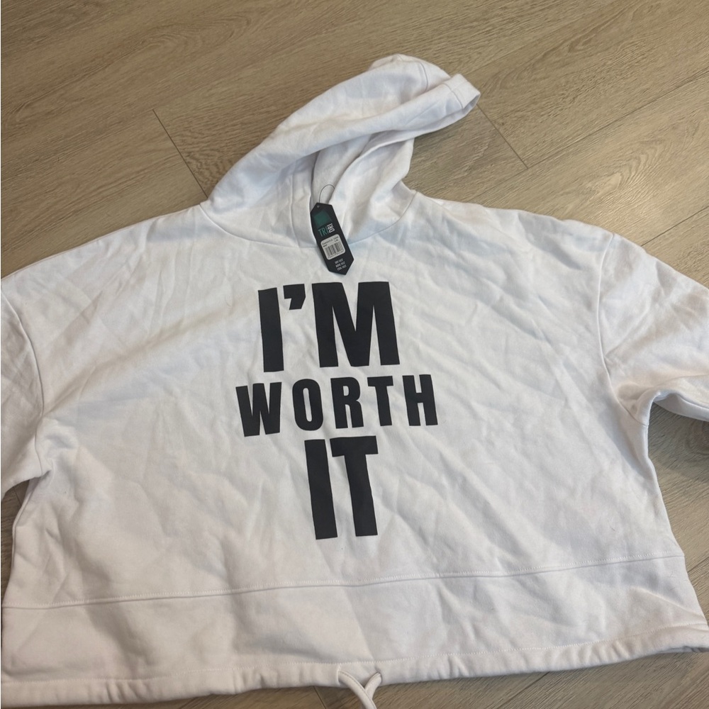 White Hoodie with Bold Black Text